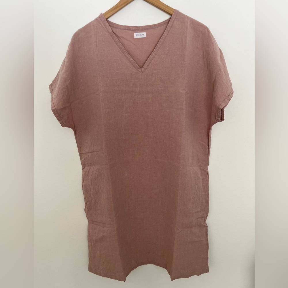 Linen Tunic Dress in Dusty Mauve - size L